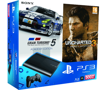 New Sony Playstation 3 Slim 500 GB PAL - Uncharted 3 + GT 5