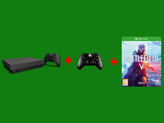 Xbox One X 1TB + שלט נוסף + Battlefield V