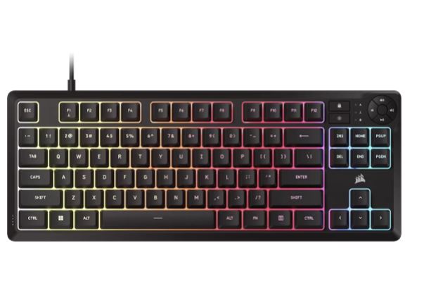 Corsair K55 Core TKL RGB - מקלדת גיימינג קומפקטית עם תאורת RGB