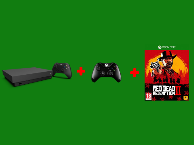 Xbox One X 1TB + שלט נוסף + Red Dead Redemption 2