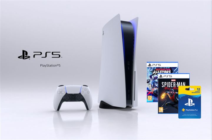 חבילת Playstation 5 + שני משחקים + מנוי שנתי PS PLUS