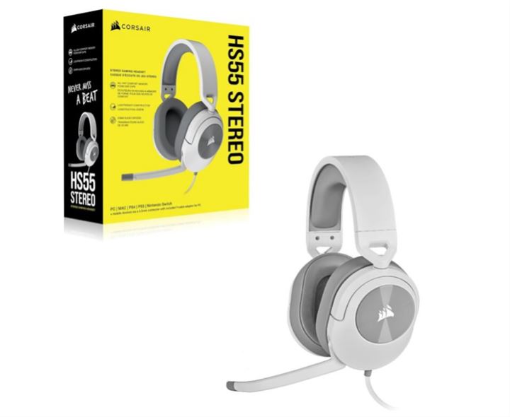CORSAIR HS55 Stereo - אוזניות גיימינג - לבן